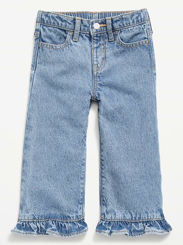High-Waisted Super Baggy Ruffled Wide-Leg Jeans for Girls