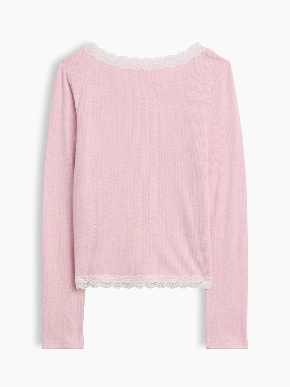 Kids Pointelle Lace-Trim Top