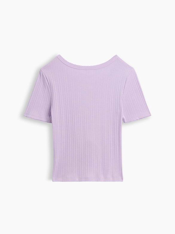 Kids Ribbed Button-Front Top