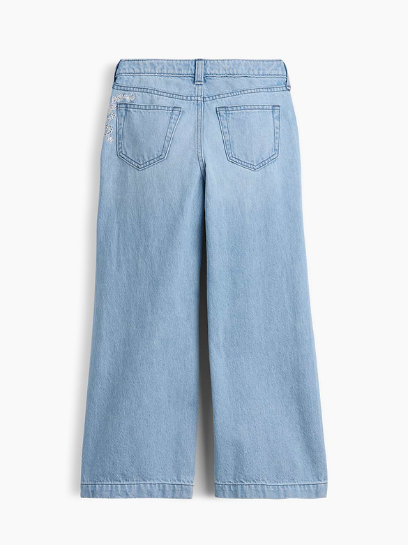 Kids High Rise Wide-Leg Ankle Jeans