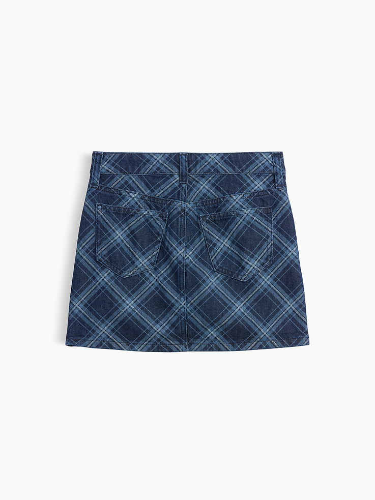 Image 3 of 3, Kids Plaid Denim Skirt