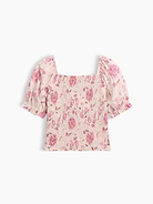 Image number 3 showing, Kids Puff Sleeve Smocked Peplum Top