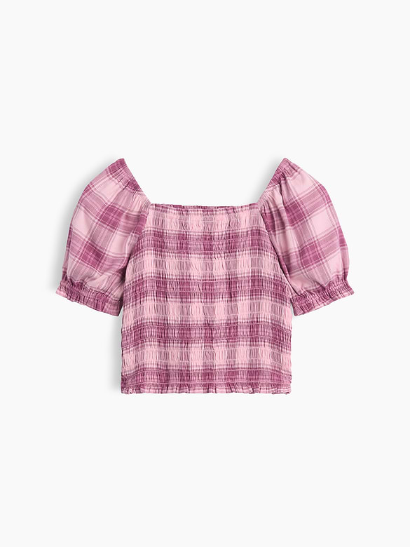 Kids Puff Sleeve Smocked Peplum Top