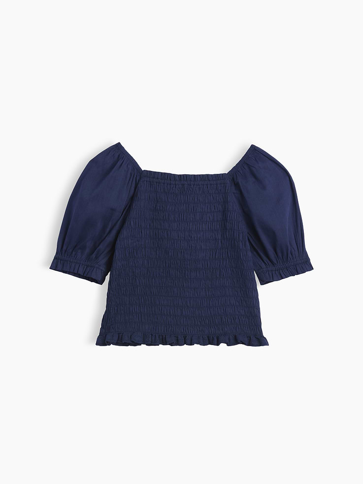 Image number 3 showing, Kids Puff Sleeve Smocked Peplum Top