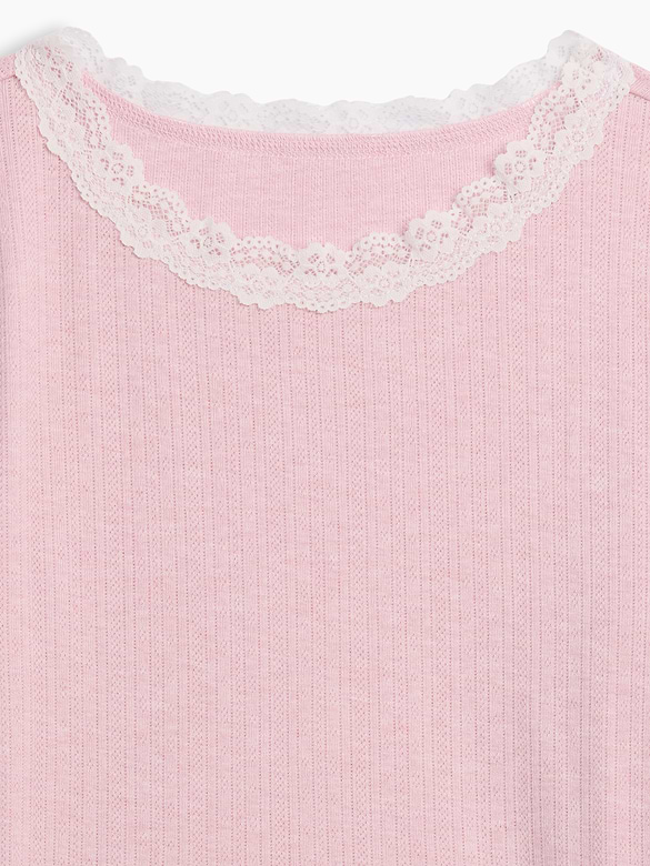 Kids Pointelle Lace-Trim Top