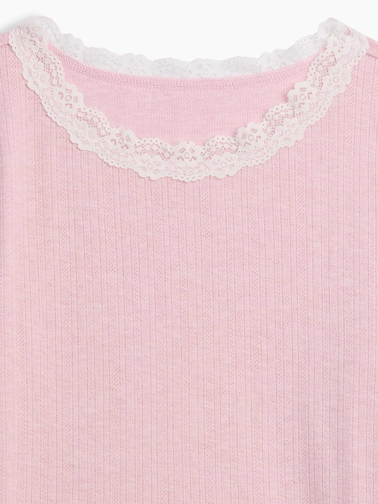 Image number 2 showing, Kids Pointelle Lace-Trim Top