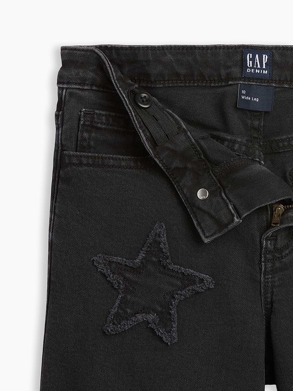 Kids High Rise Wide-Leg Ankle Jeans