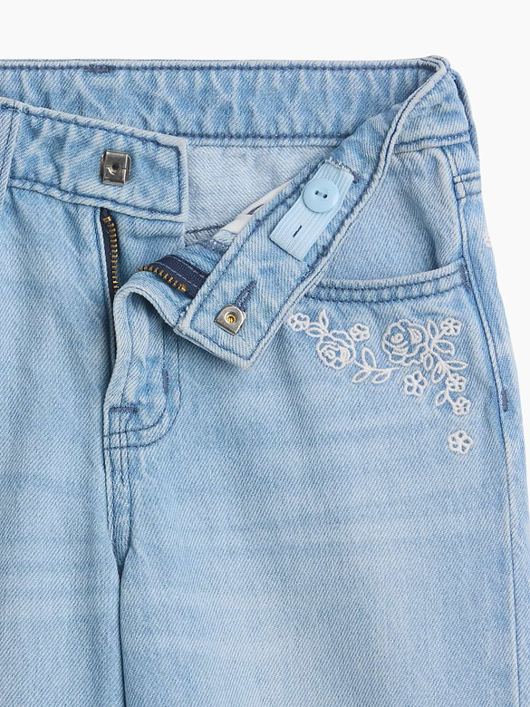 Kids High Rise Wide-Leg Ankle Jeans