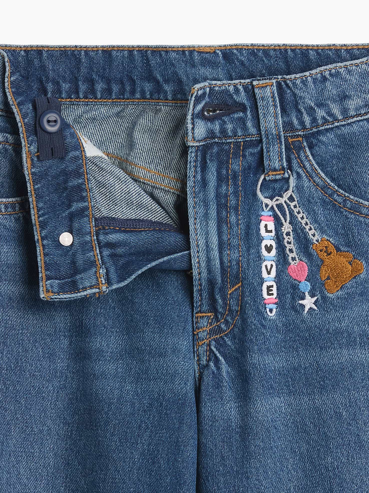 Image number 2 showing, Kids Low Rise Embroidered Baggy Jeans