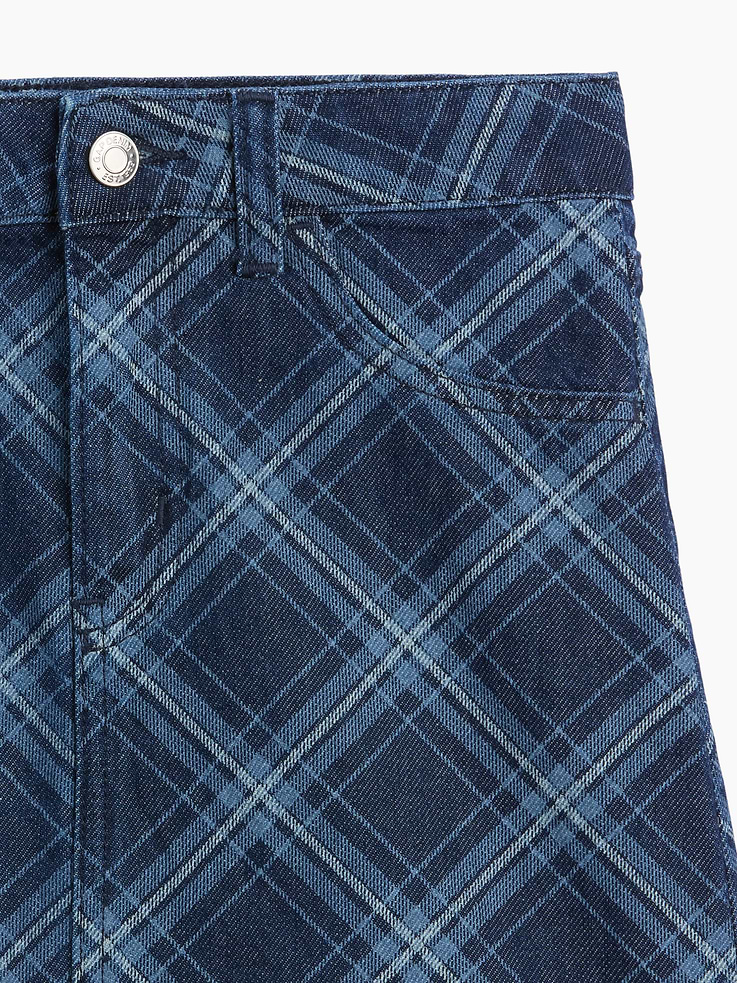 Image 2 of 3, Kids Plaid Denim Skirt