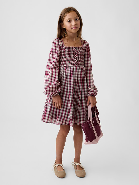 Kids Smocked Square-Neck Dress
