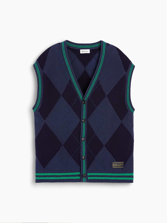 Gap × Malbon Oversized Argyle Sweater Vest