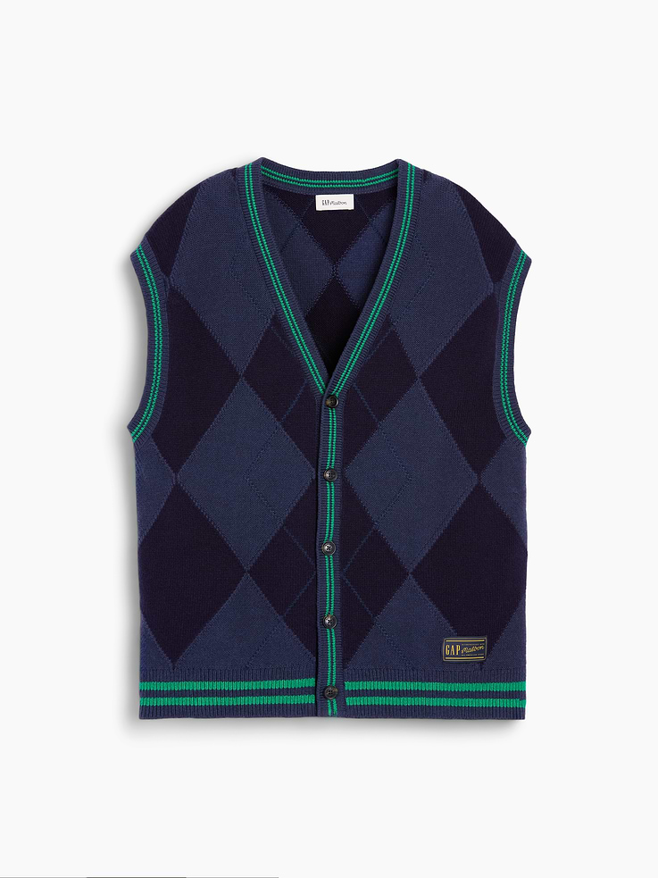 Image number 7 showing, Gap × Malbon Oversized Argyle Sweater Vest