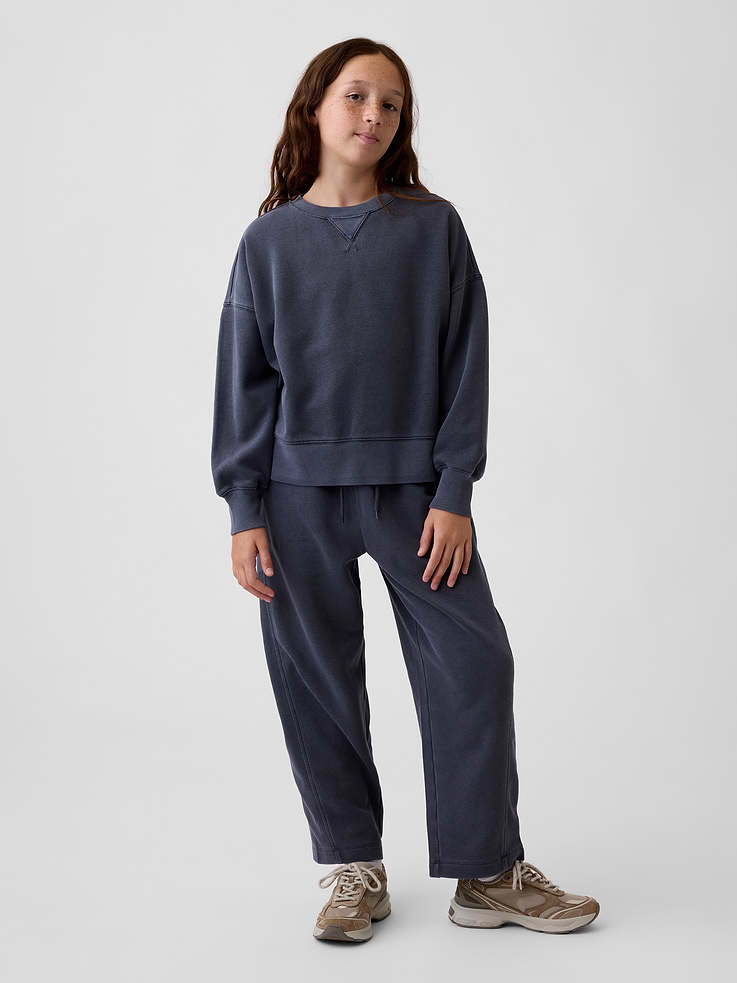 L'image numéro 1 présente Pantalon décontracté en coton ouaté à coupe baril VintageDoux pour Enfant
