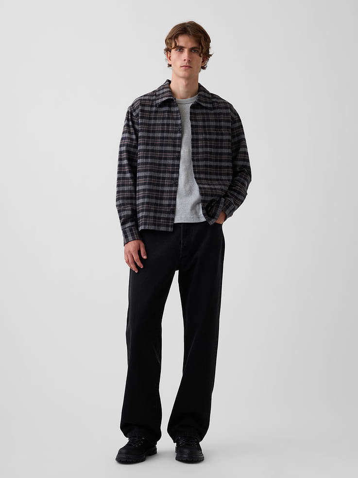 L'image numéro 2 présente Chemise décontractée en flanelle à ourlet droit