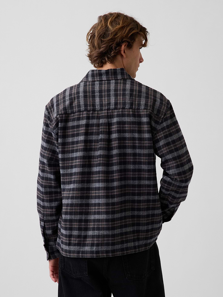 L'image numéro 3 présente Chemise décontractée en flanelle à ourlet droit
