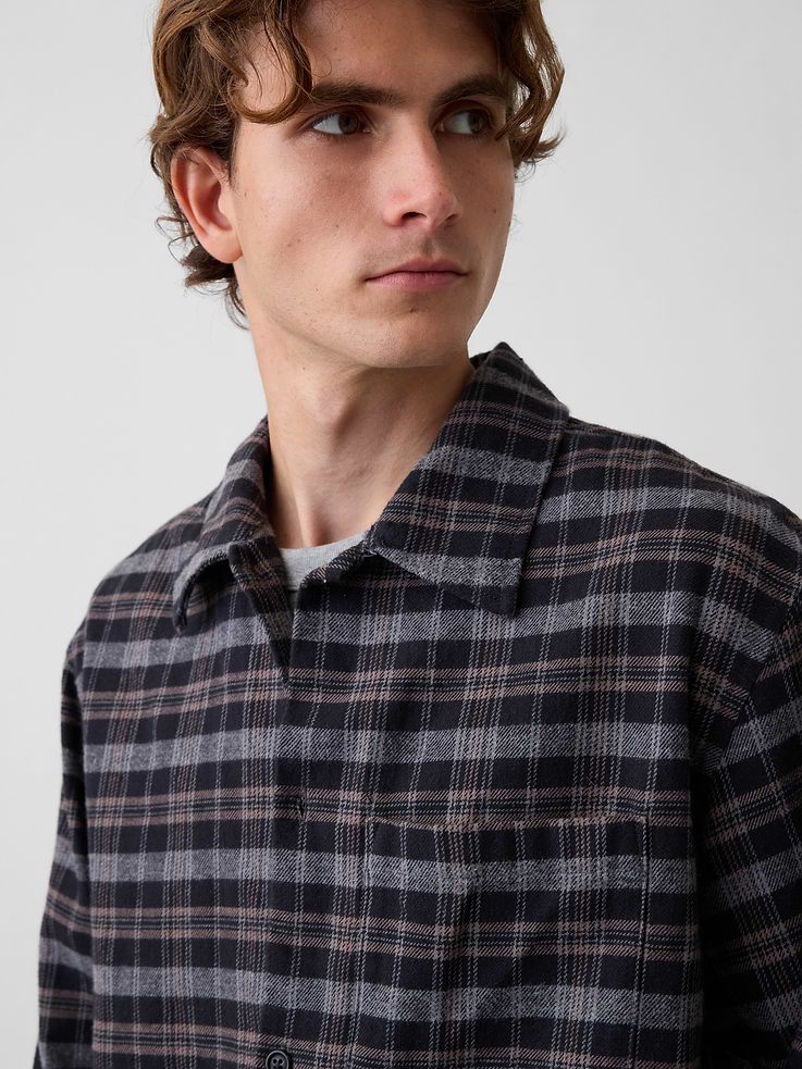 L'image numéro 4 présente Chemise décontractée en flanelle à ourlet droit