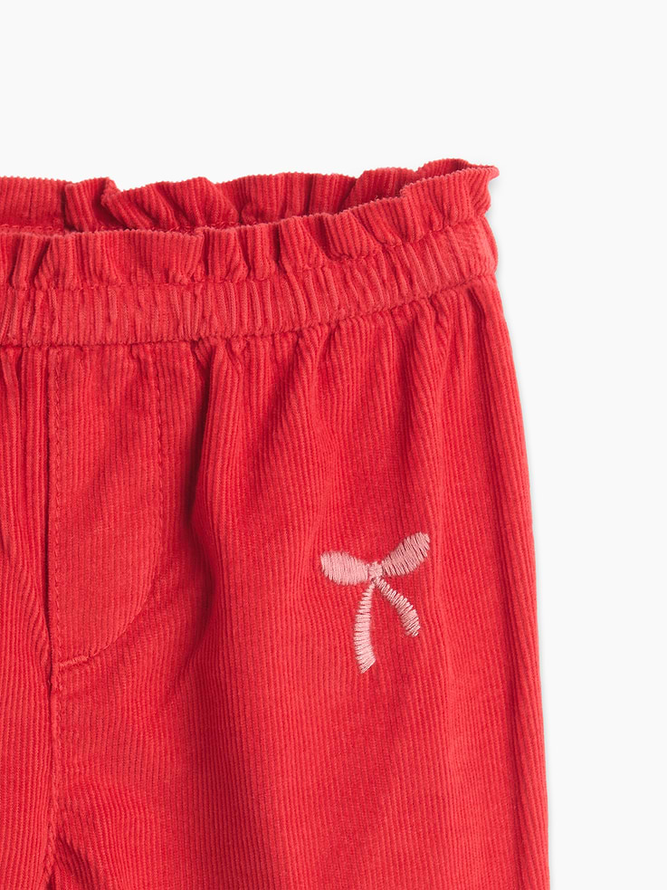 Image 3 de 3, Pantalon en velours côtelé brodé à taille extensible pour Bébé