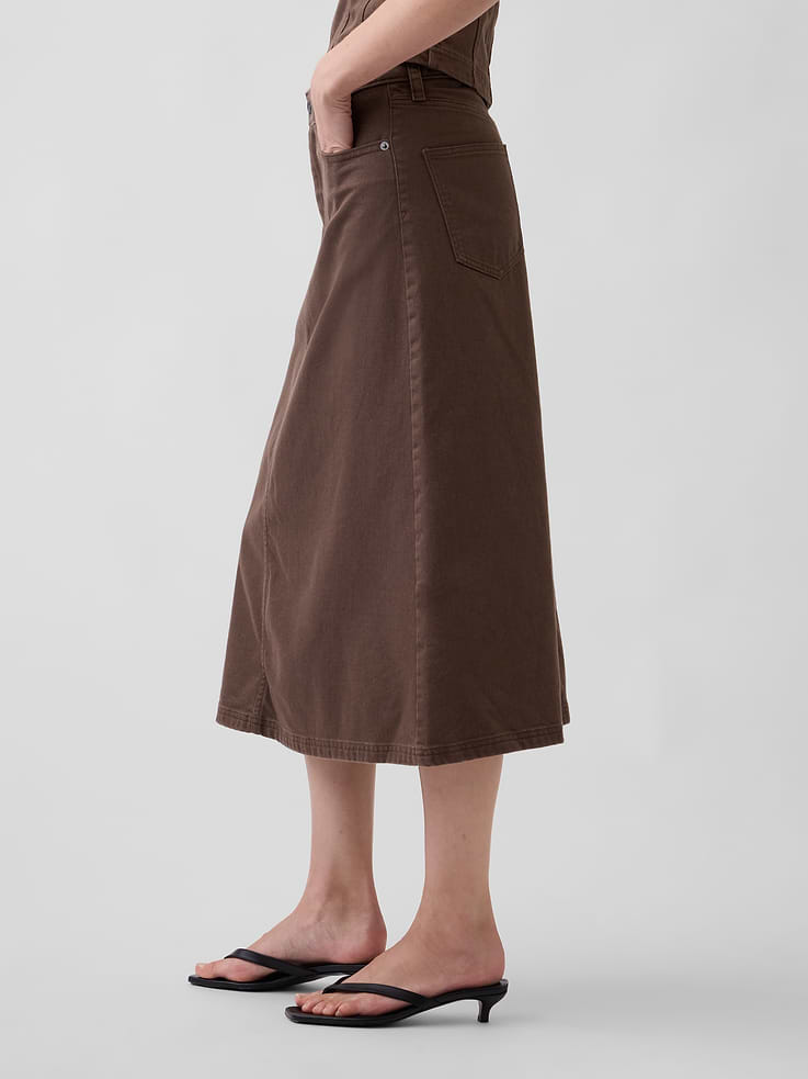 Image number 3 showing, Twill Midi Skirt