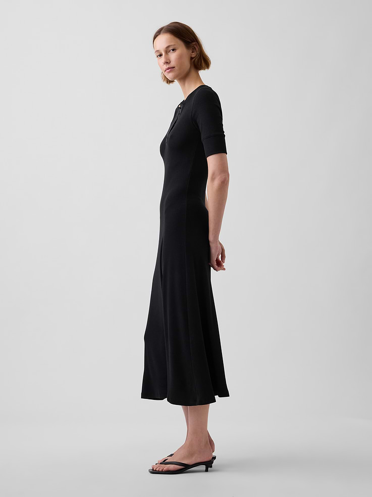Image number 3 showing, Modern Rib Henley Maxi Dress