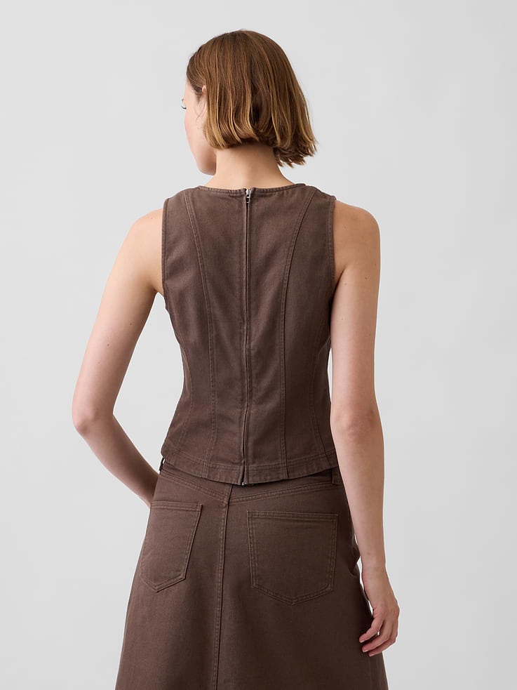 Image number 3 showing, Seamed Twill Crop Shell Top