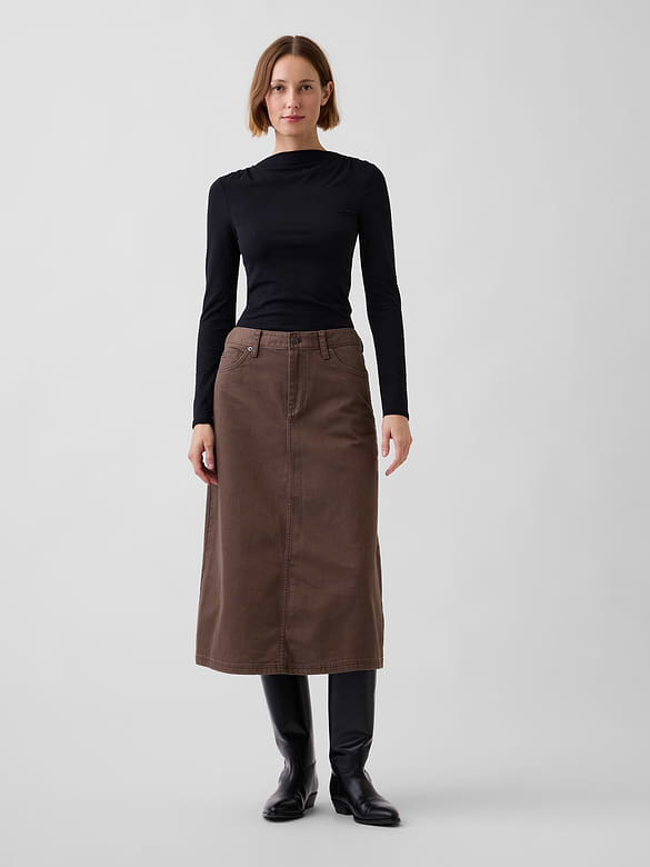 Twill Midi Skirt