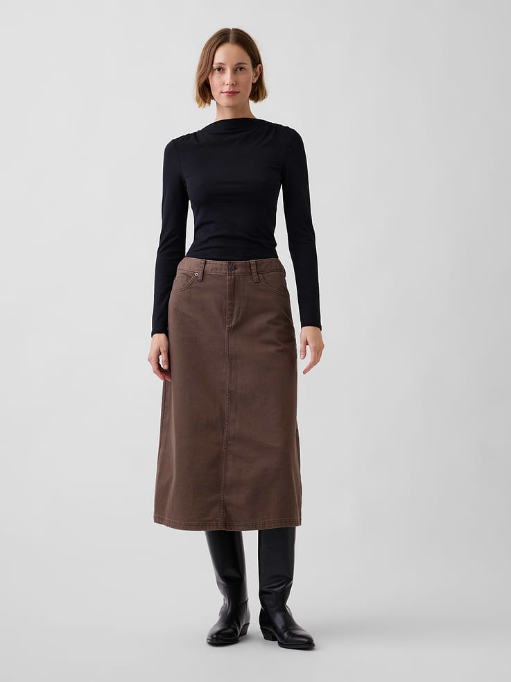Image number 5 showing, Twill Midi Skirt