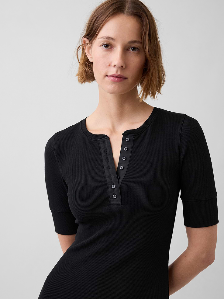 Image number 4 showing, Modern Rib Henley Maxi Dress
