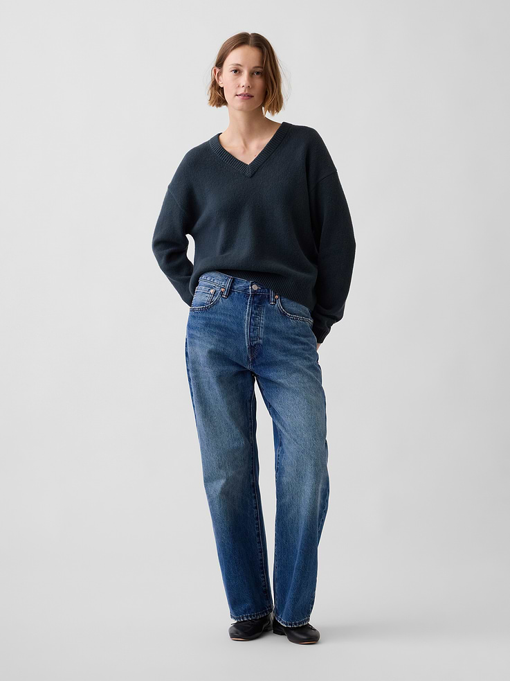 Image number 2 showing, CashSoft Oversized V-Neck Sweater
