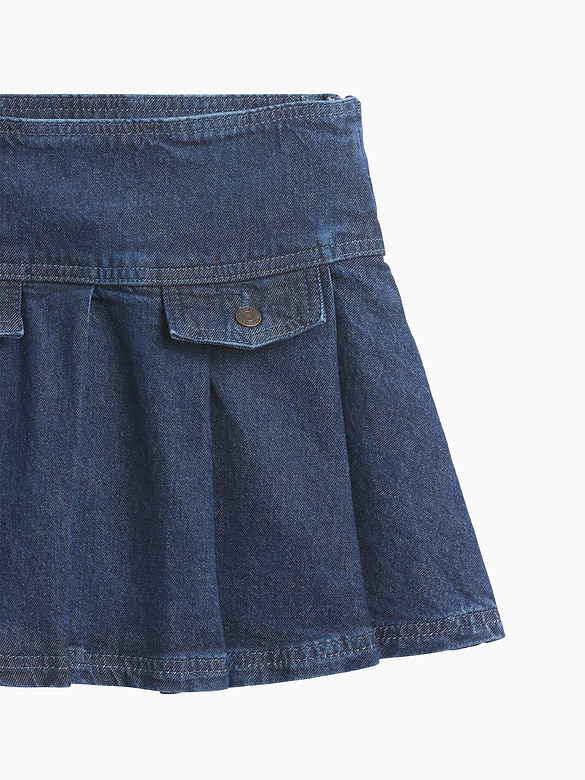Kids Denim Pleated Mini Skirt