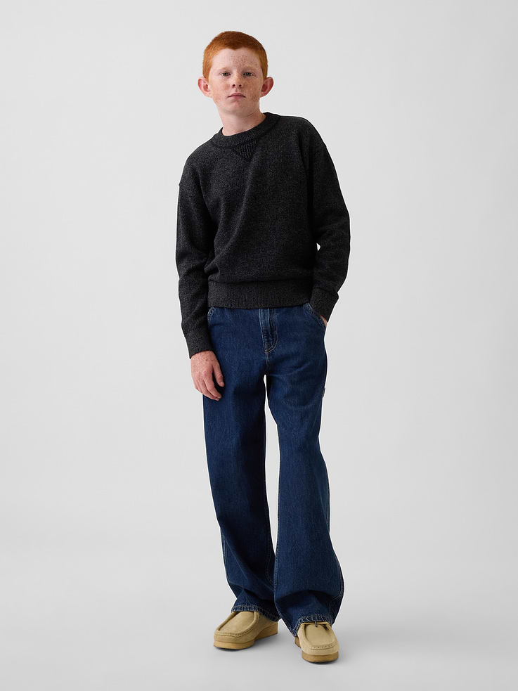 Image 4 of 5, Kids 100% Cotton Relaxed Crew Sweater