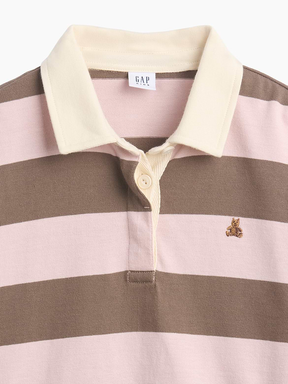 Kids Oversized Rugby Stripe Polo Shirt