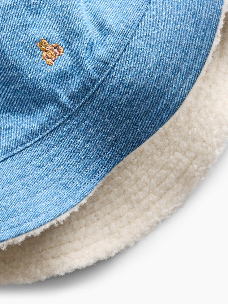 Image 2 of 2, Toddler Sherpa-Lined Denim Bucket Hat