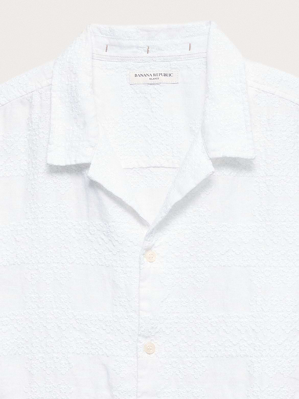Chemise de vacances décontractée en lin brodé