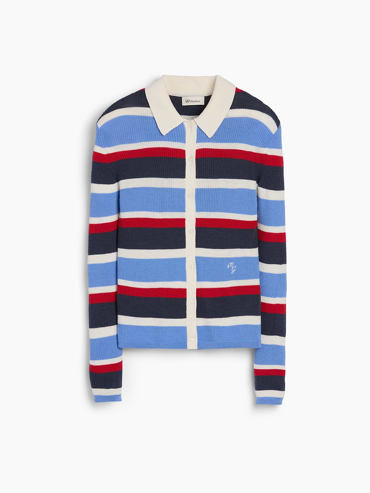 Image number 6 showing, Gap × Malbon Stripe Polo Cardigan