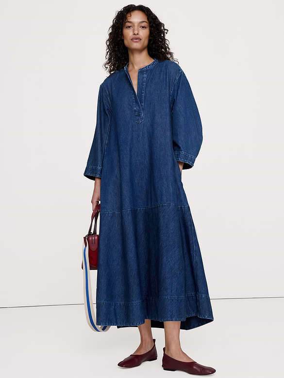 Robe-chemisier à enfiler en denim