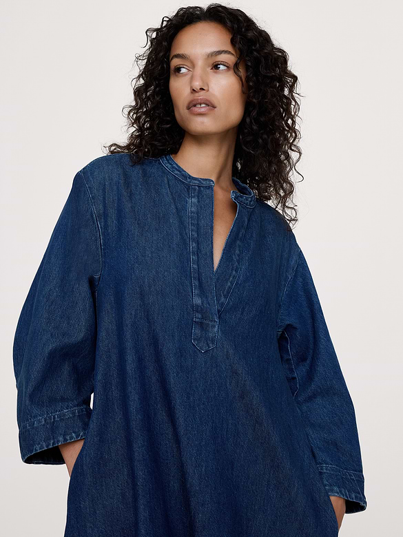 Robe-chemisier à enfiler en denim