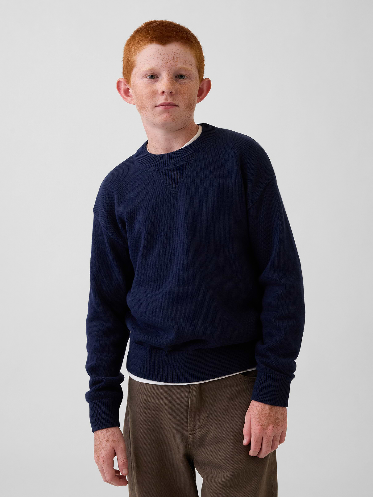 Kids 100% Cotton Relaxed Crew Sweater