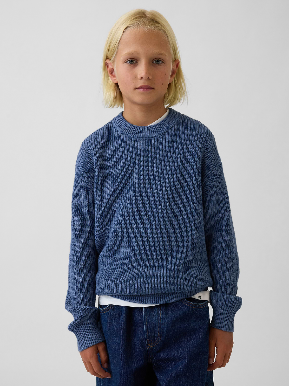 Kids 100% Cotton Relaxed Shaker Sweater