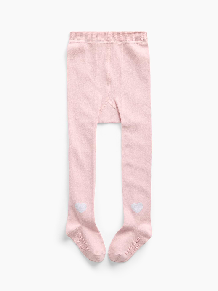 Image 1 de 2, Mélange de coton et de nylon doux et extensible., Taille élastique., Pointe et talon renforcés., Imprimé de cœurs sur les côtés., Produit #913627