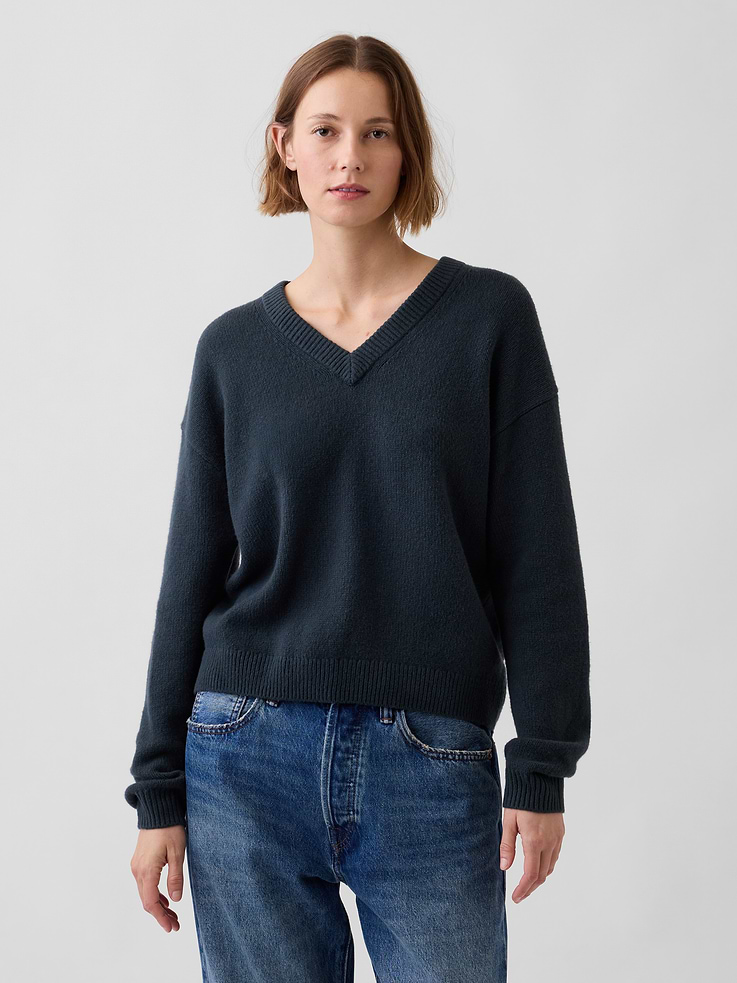 Image number 1 showing, CashSoft Oversized V-Neck Sweater