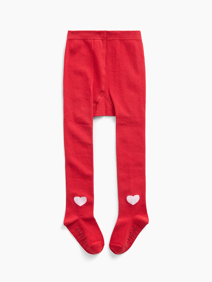 Image 1 de 2, Mélange de coton et de nylon doux et extensible., Taille élastique., Pointe et talon renforcés., Imprimé de cœurs sur les côtés., Produit #913627