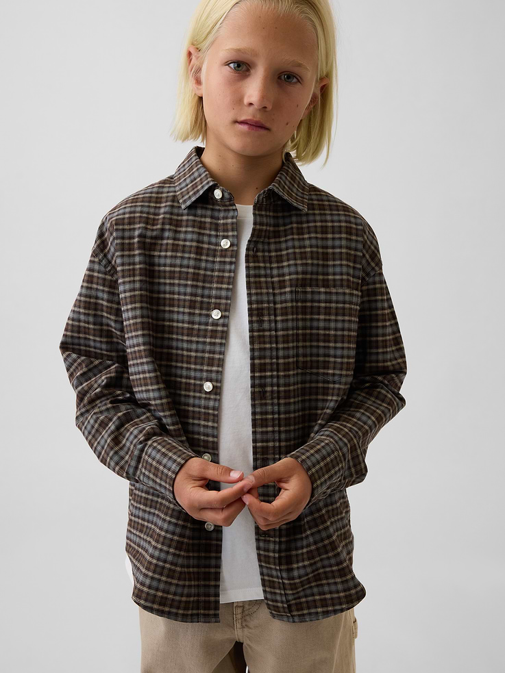 Image number 1 showing, Kids Relaxed Plaid Oxford Shirt
