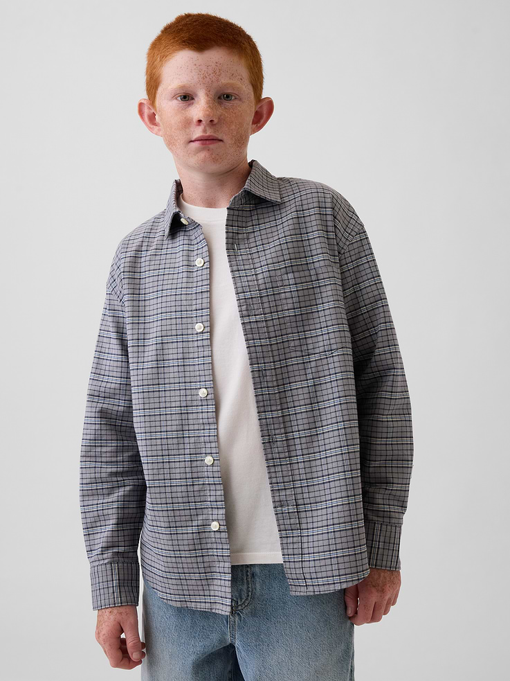 Image number 1 showing, Kids Relaxed Plaid Oxford Shirt