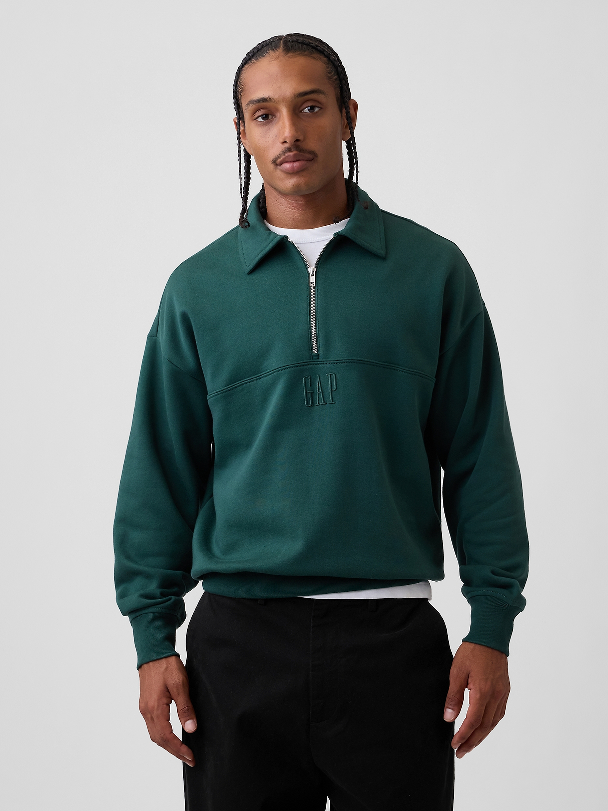 Heavyweight Oversized Logo Half-Zip Pullover | Gap