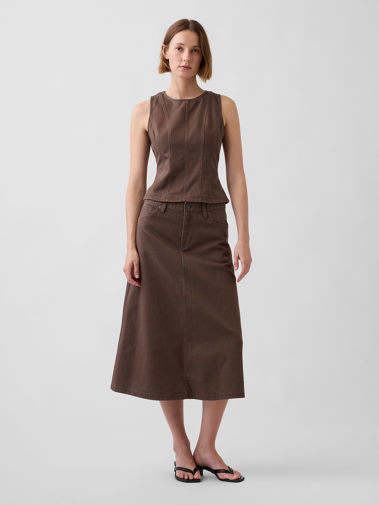 Twill Midi Skirt