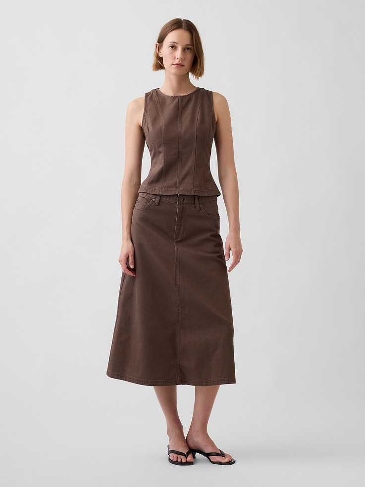 Image number 1 showing, Twill Midi Skirt