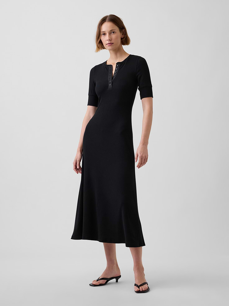 Image number 1 showing, Modern Rib Henley Maxi Dress