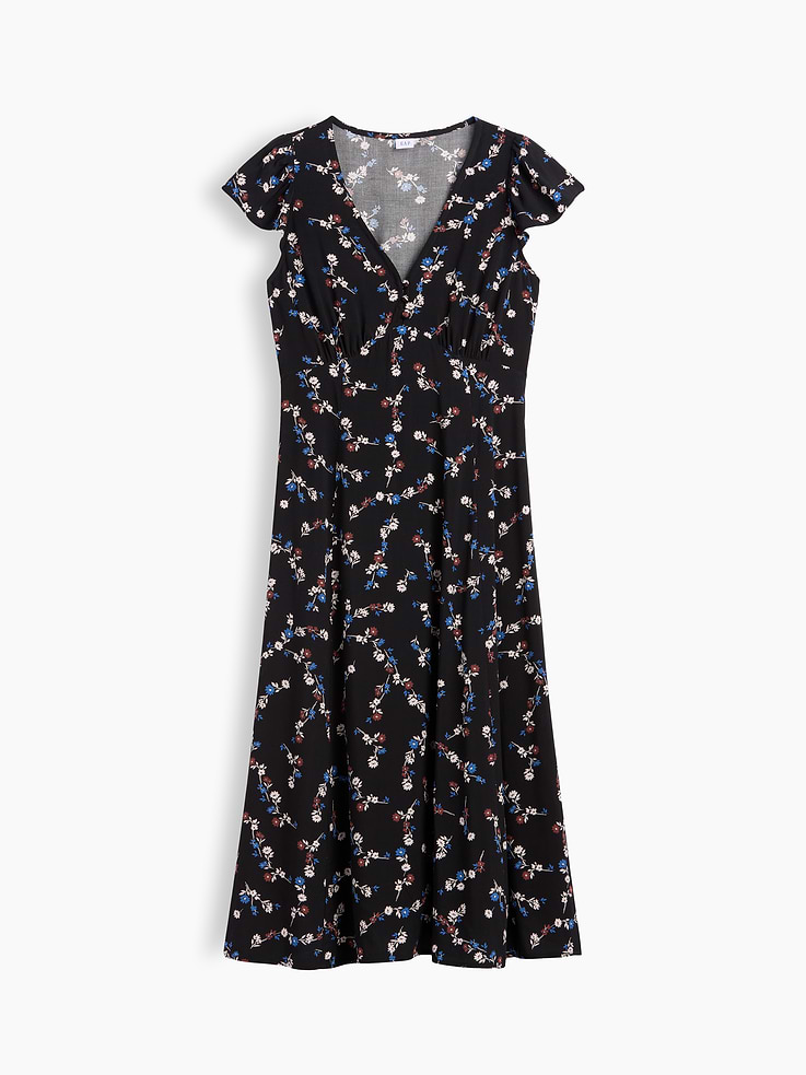 Image number 6 showing, Flutter Sleeve V-Neck Midi Dress