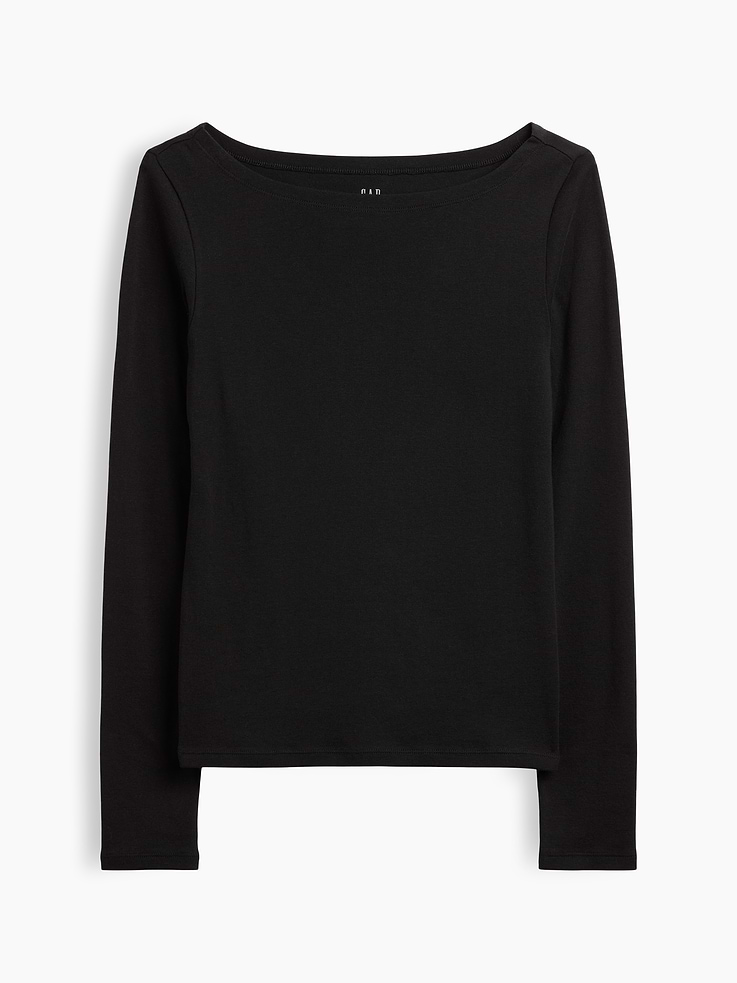 Image 5 of 5, Modern Ribbed Boatneck T-Shirt
